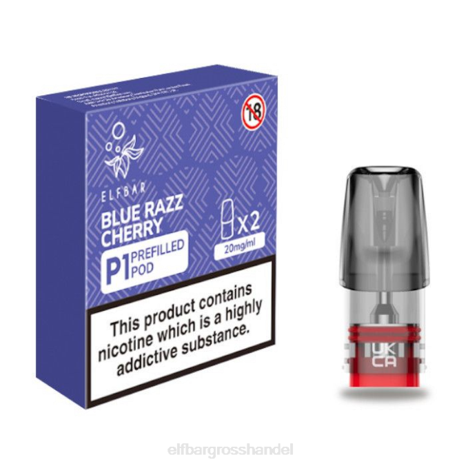 ELF BAR Elfa Großhandel | Elfbar Mate 500 P1 vorgefüllte Kapseln – 20 mg (2 Packungen) Blue Razz Cherry 860Z165